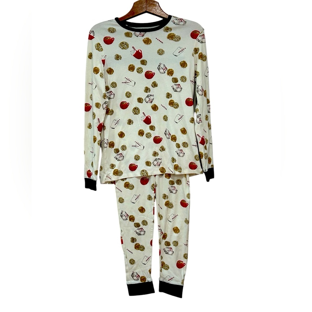 Burt’s bees pajama set milk and cookies, size small, organic cotton, longsleeve